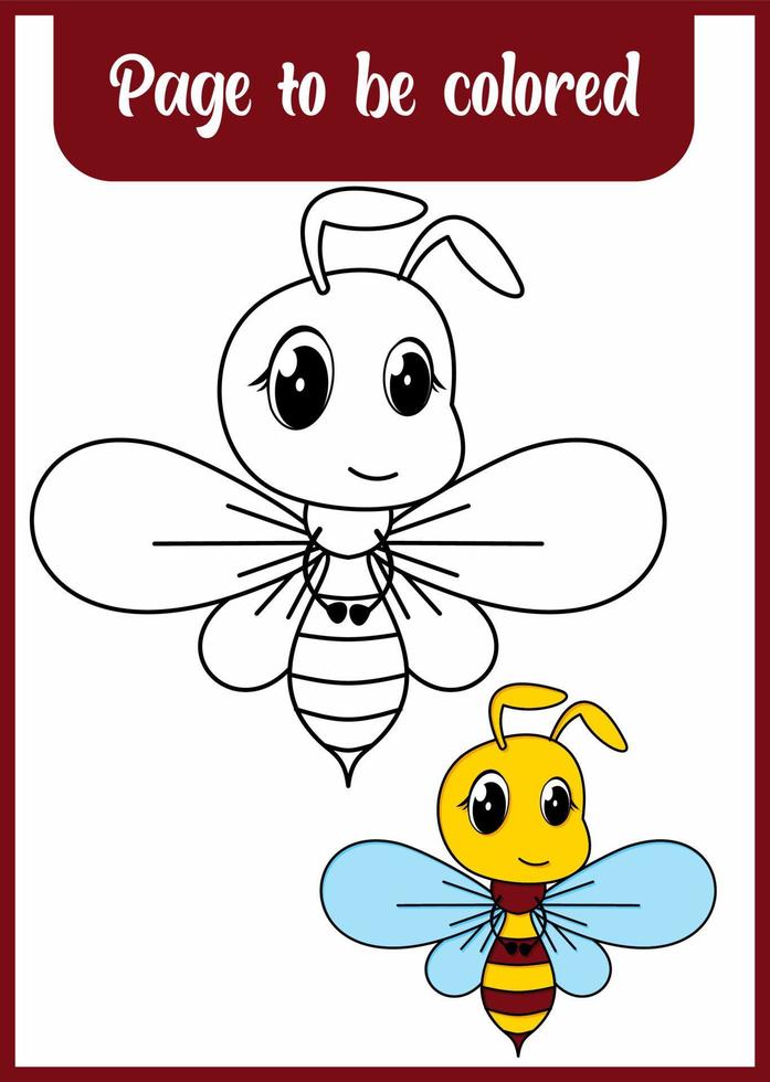 libro para colorear para niños, linda abeja vector