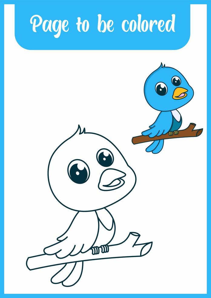 coloring book for kids , cute bird vector