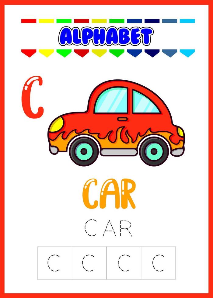 alphabet letter c with car vector