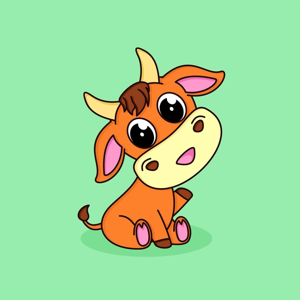 baby bull cute animal cartoon character vector