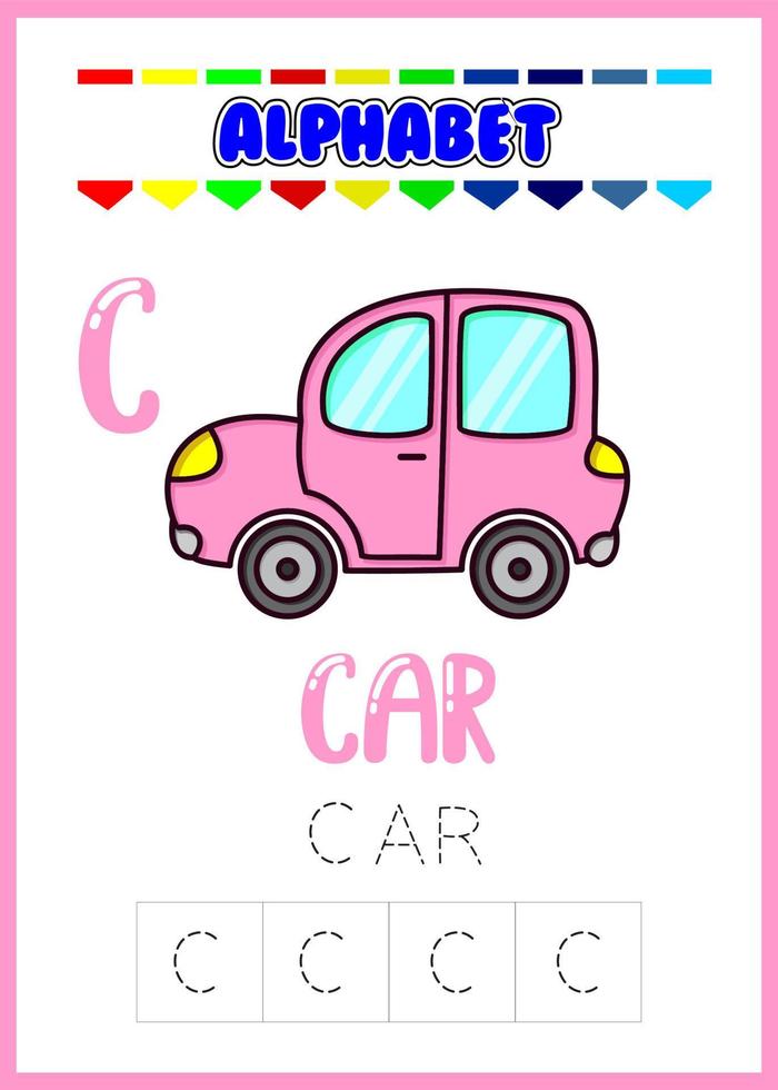 alphabet letter c with car vector