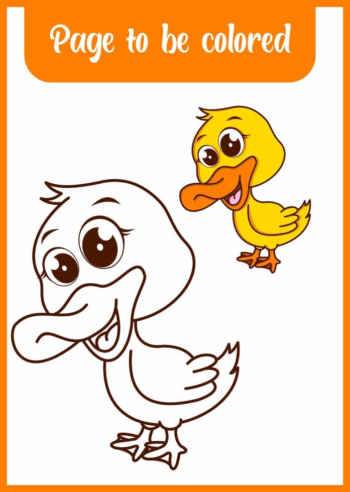 coloring book for kids. cute duck. vector