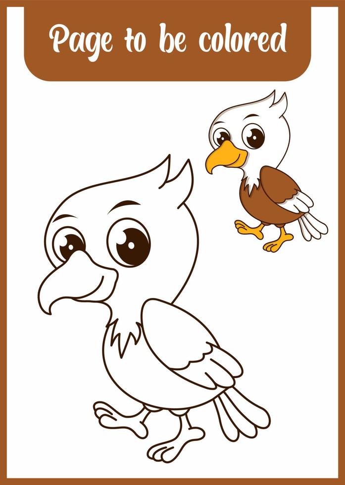 coloring book for kids. cute eagle . vector