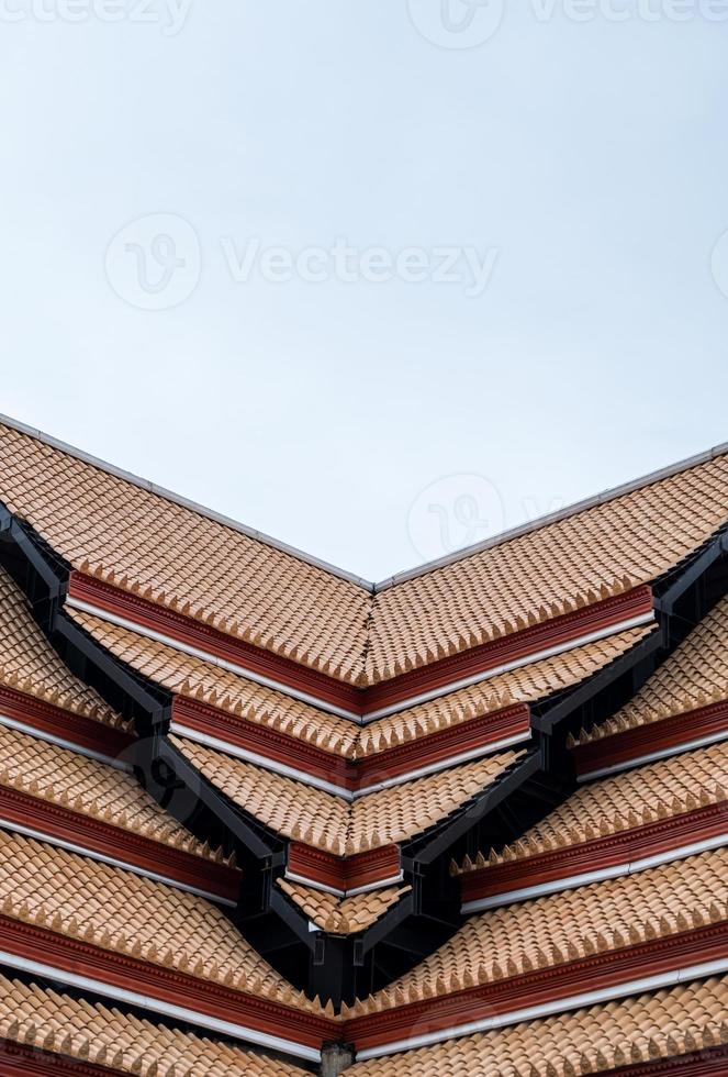 Ceramic tile on the roof of the Thai church. photo