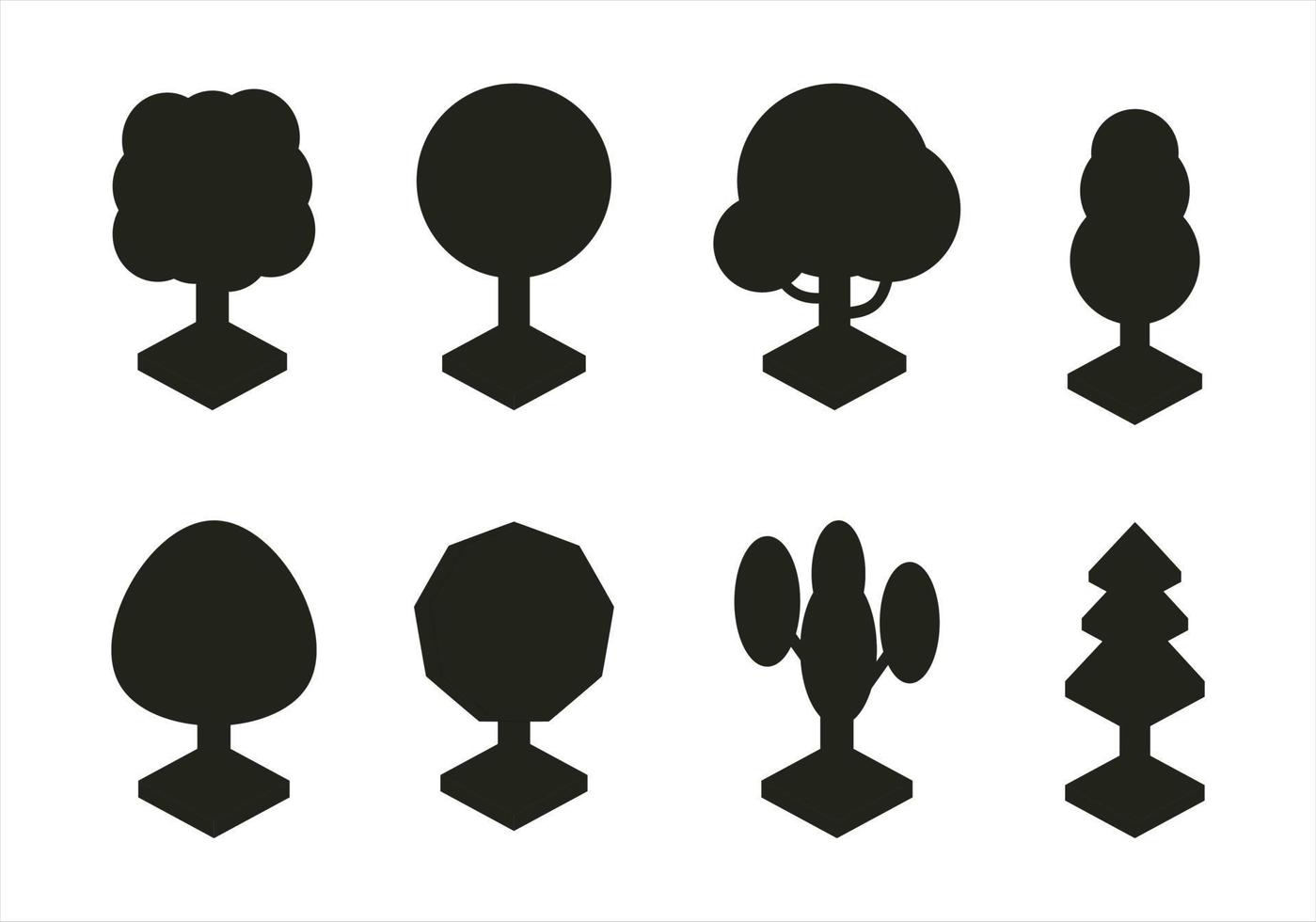 set icon trees vector