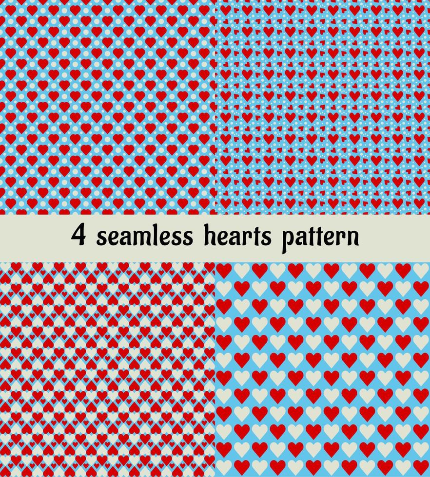 set of seamless pattern with hearts vector