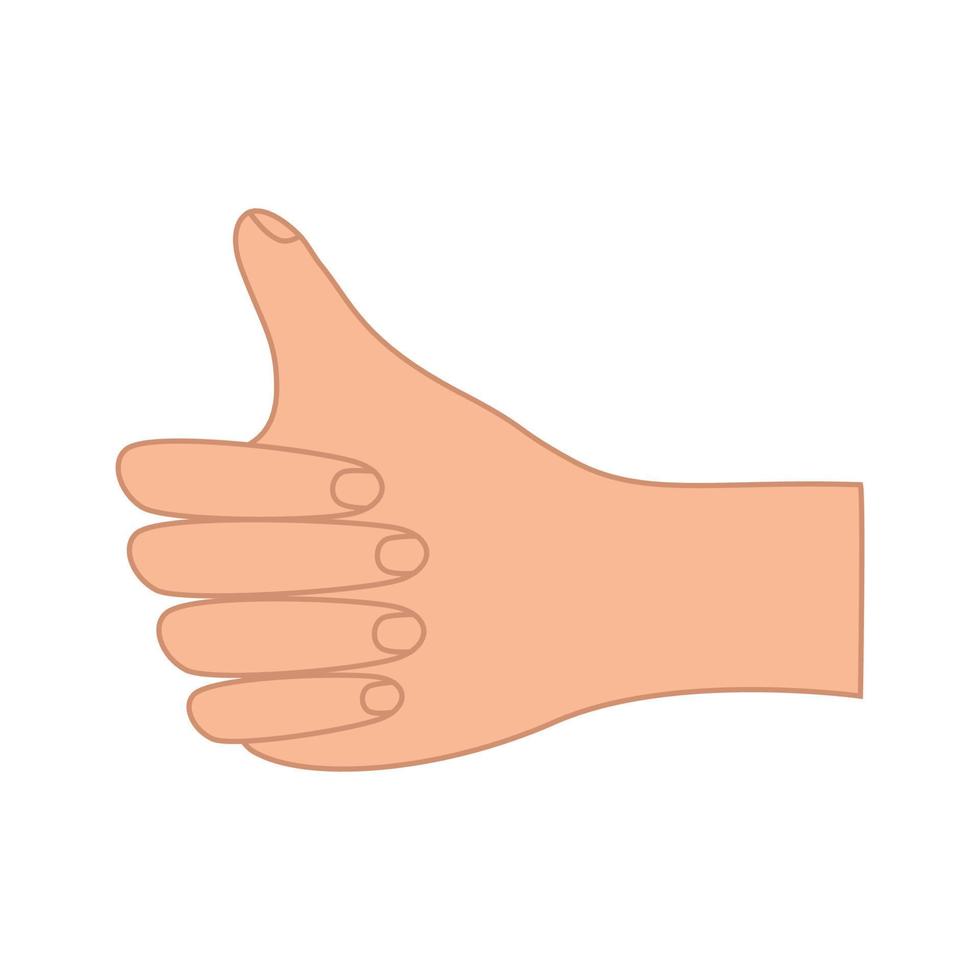 Thumbs up, hand gesture shows ok, approval, vector illustration of isolate on white.