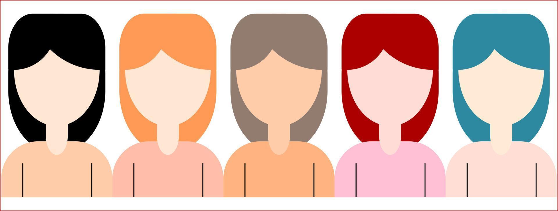 conjunto, de, gente, mujer, avatars, icono vector