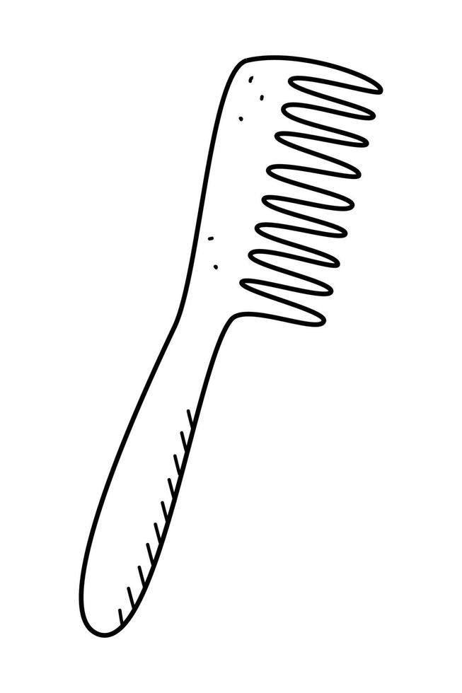 peine la ilustración vectorial al estilo de los garabatos. ícono de cepillo para el cabello para arreglar o peinar tu cabello en una peluquería o en casa. el elemento web está aislado en blanco vector