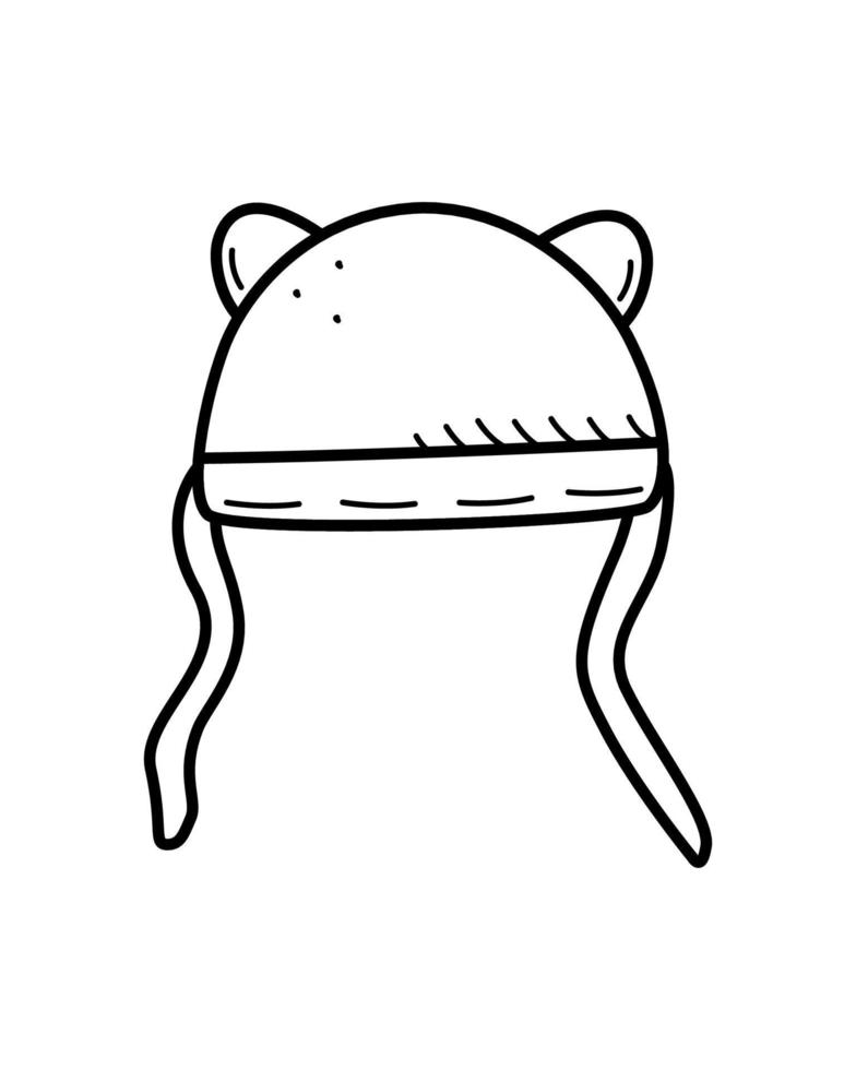 Baby hat with ears cartoon doodle. Vector illustration of a newborn baby hat.