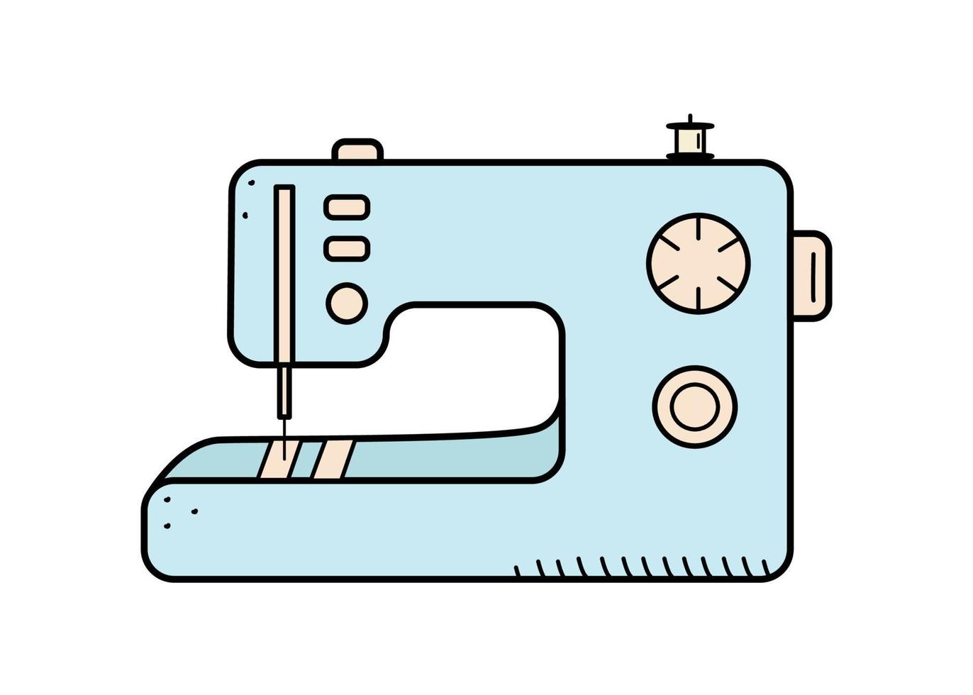 Icon classic sewing machine for homemade. Vector illustration of an electric sewing machine textile factory.