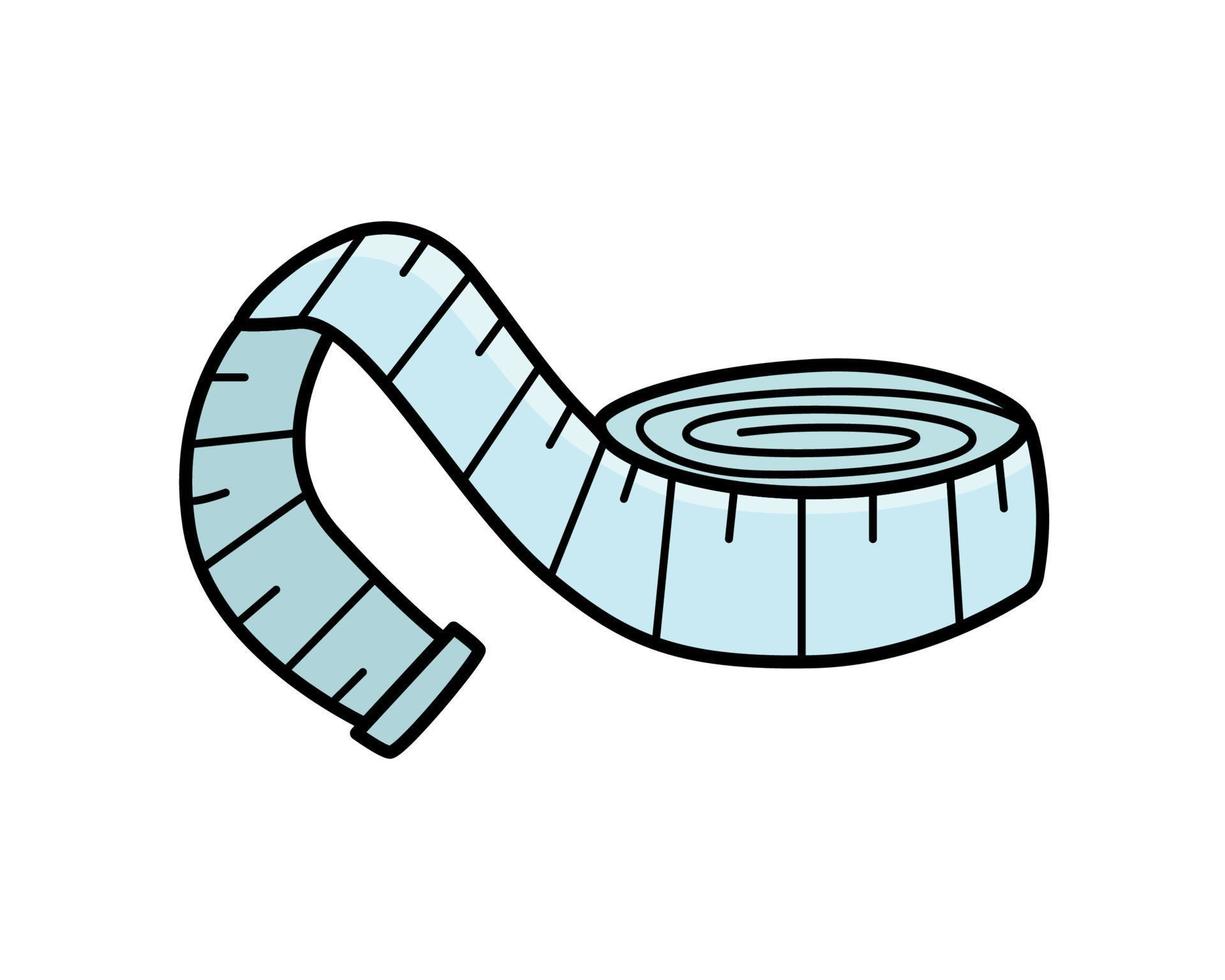 Measuring soft tape or centimeter, diet concept or needlework sewing, vector doodle illustration.