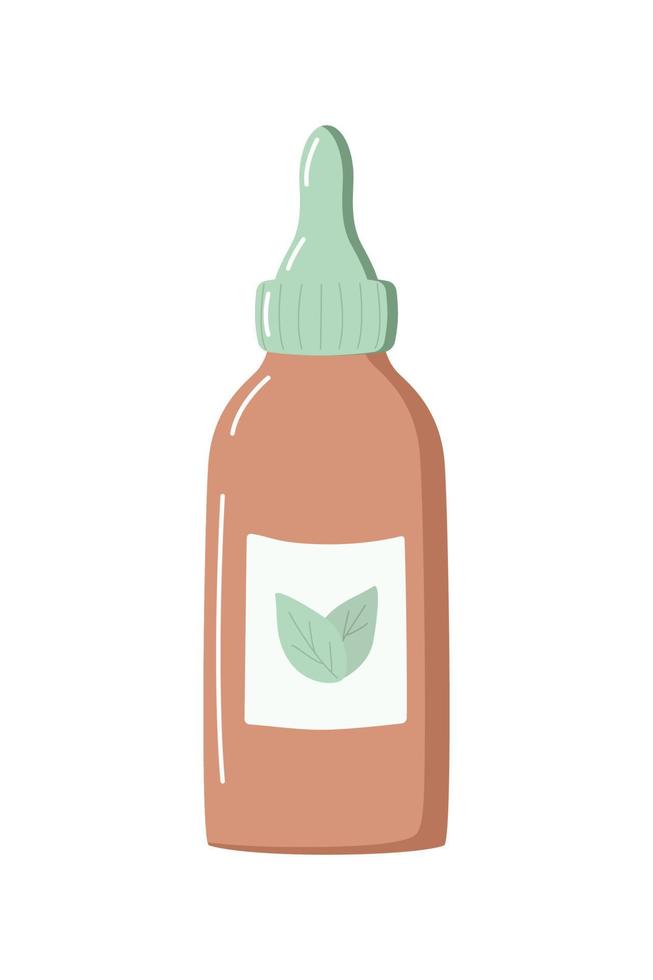 Cosmetic oil in a bottle, massage or sauna oil. Vector illustration.