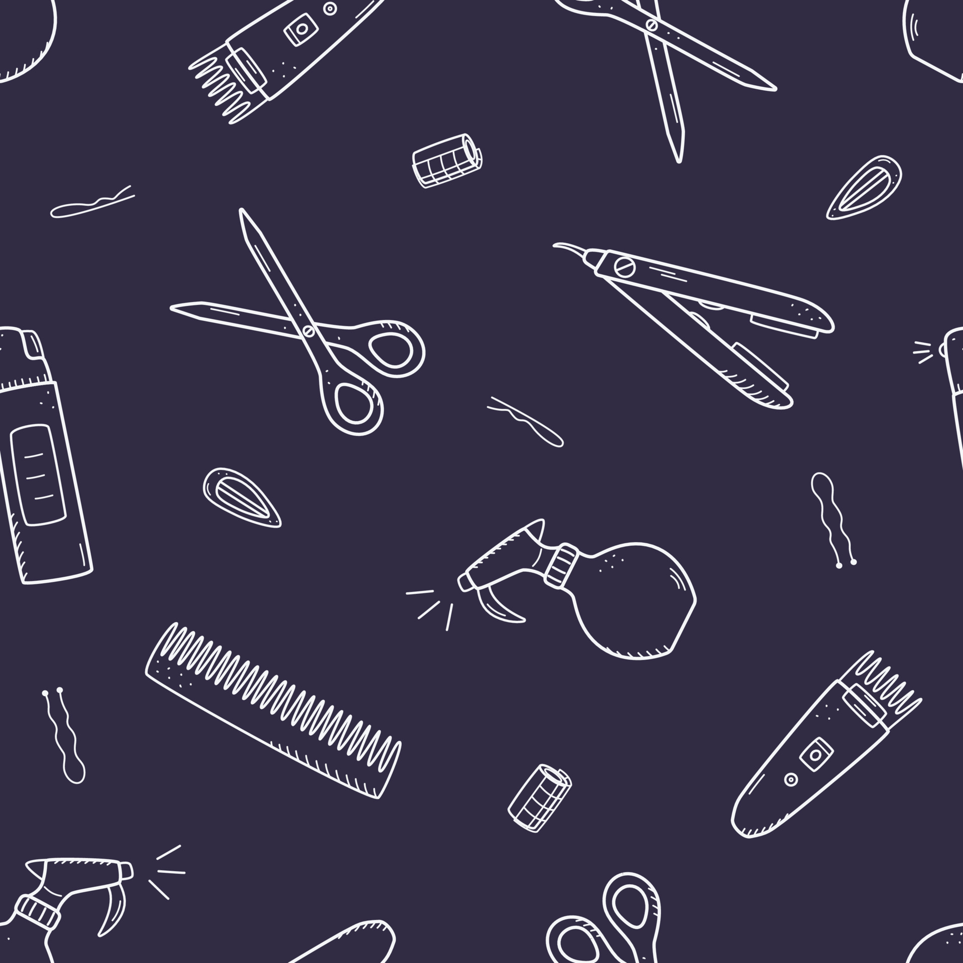 Seamless pattern of hairdressing elements. Vector illustration of doodle  icons background, wallpaper. The concept of a hairdressing salon and a  beauty salon 7961272 Vector Art at Vecteezy
