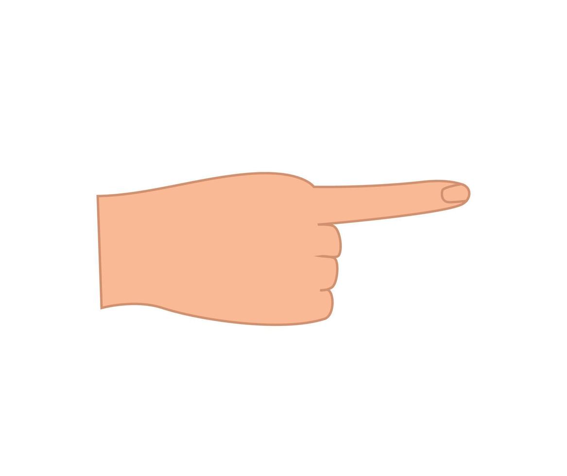 Gesture hand index finger show direction, vector illustration of isolate on white.