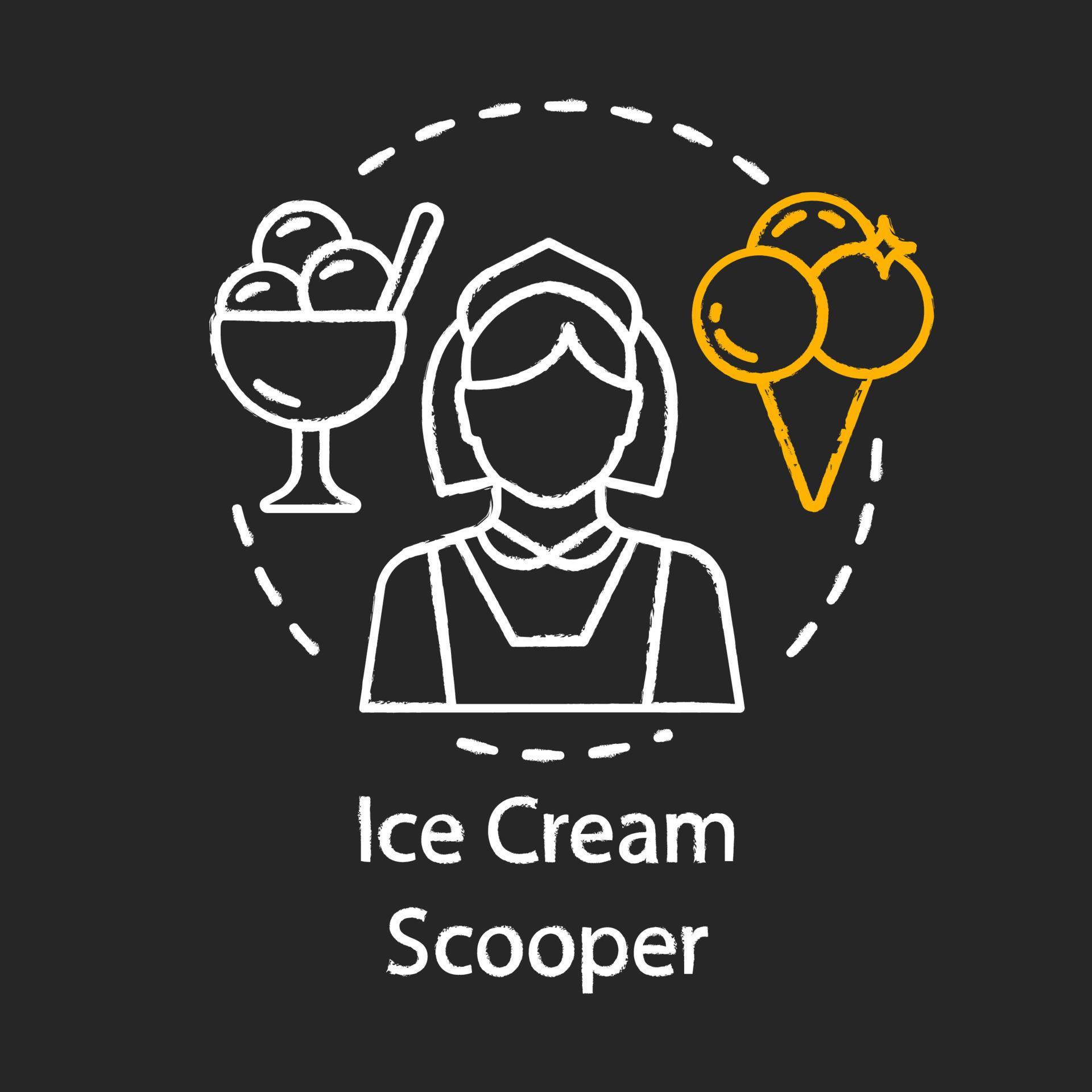 Ice cream scooper chalk icon. Food and beverage service job. Catering