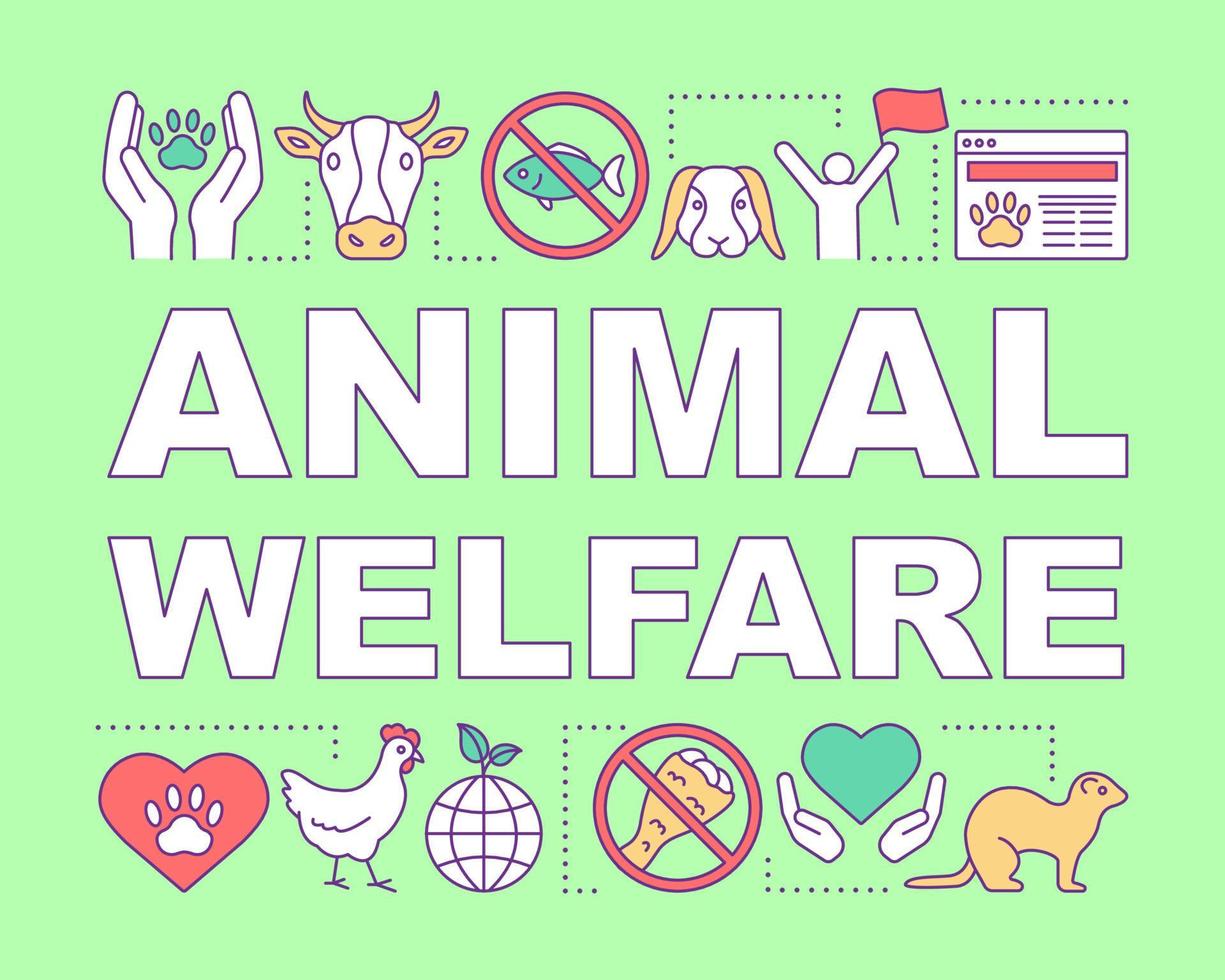 Animal welfare, pet shelter word concepts banner. Wildlife protection presentation, website. Isolated lettering typography idea with linear icons. Veterinary clinic, farm. Vector outline illustration