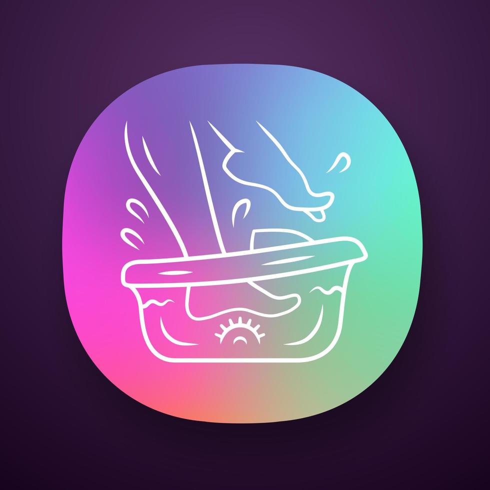 Foot spa bath massager app icon. Relaxing massage. Beauty device for home use. Pedicure electric instrument. UI UX user interface. Web or mobile application. Vector isolated illustration