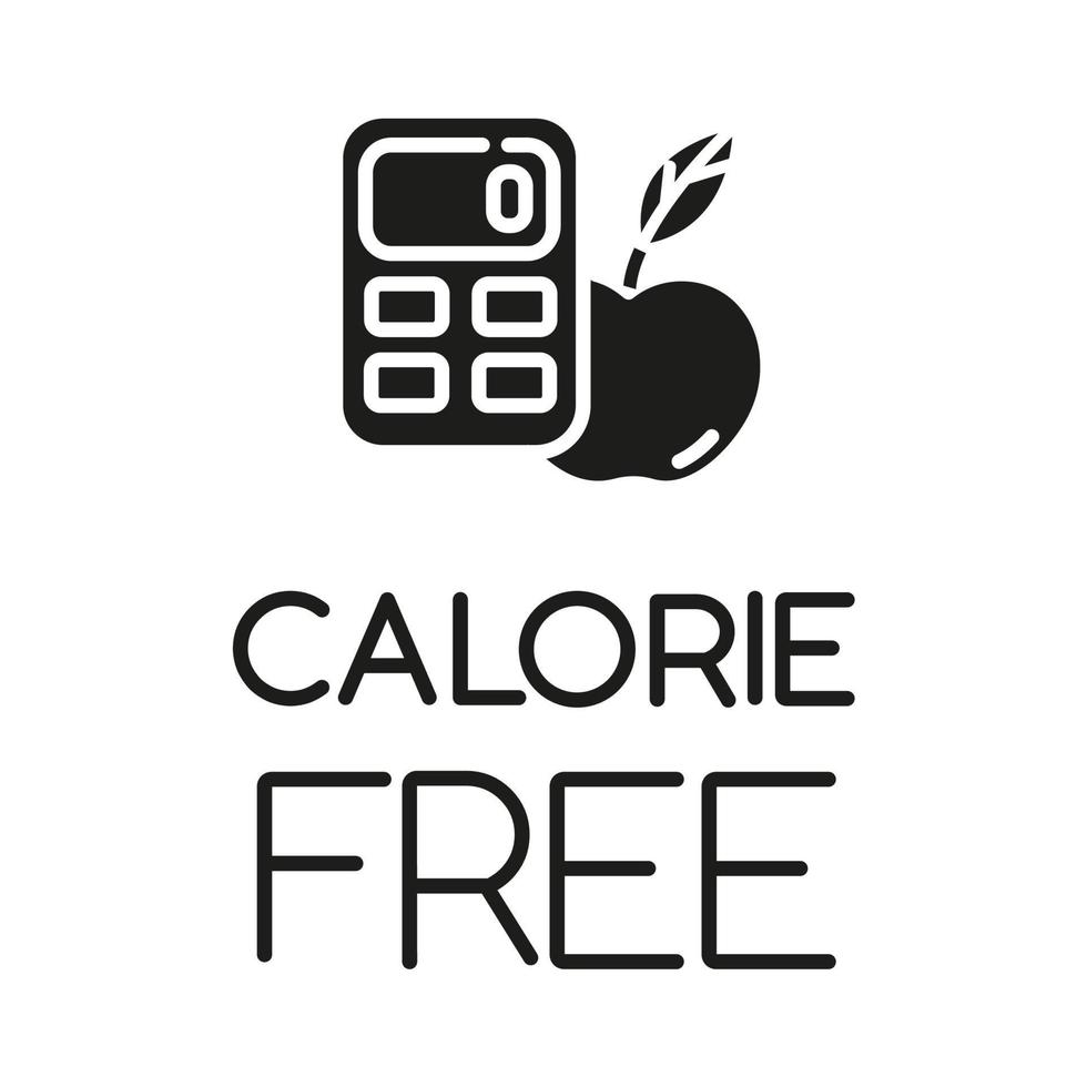 Calorie free glyph icon. Low calories snacks for weight loss. Product free ingredient. Fresh organic food. Nutritious fruits. Silhouette symbol. Negative space. Vector isolated illustration