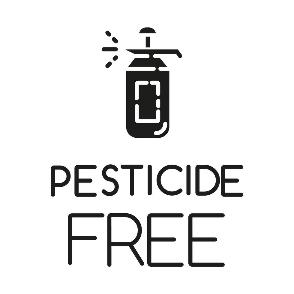 Pesticide free glyph icon. No fungicide, insecticide. Non-toxic, non-chemicals. Product free ingredient. Fresh nutritious organic food. Silhouette symbol. Negative space. Vector isolated illustration