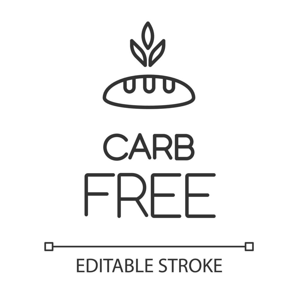 Carb free linear icon. Organic food without added sweetener. Product free ingredient. Nutritious dietary. Thin line illustration. Contour symbol. Vector isolated outline drawing. Editable stroke