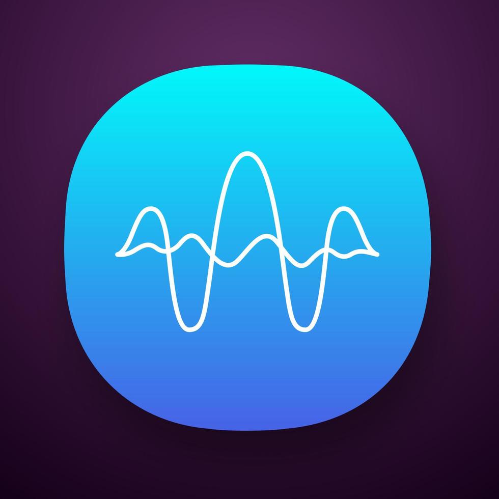 Overlapping curves, waves app icon. Vibration, noise amplitude level. Music, stereo frequency. Audio, digital soundwaves. UI UX user interface. Web or mobile application. Vector isolated illustration