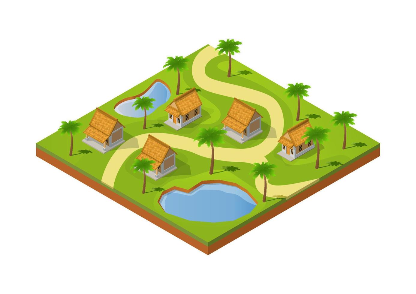 casas tradicionales de pueblo isométrico vector