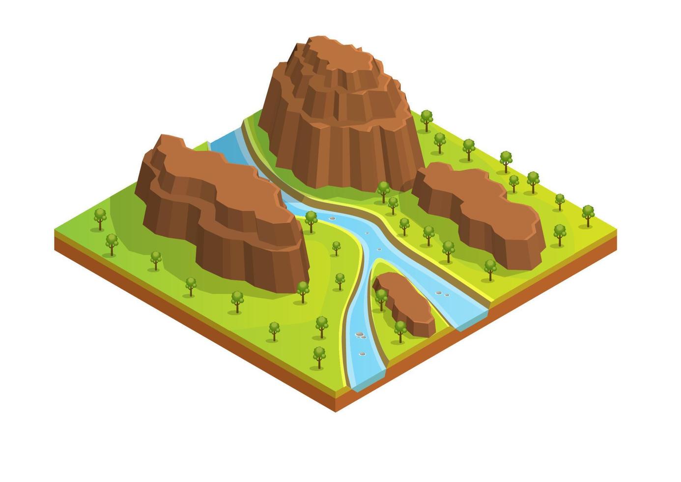 isometric rock mountain vector