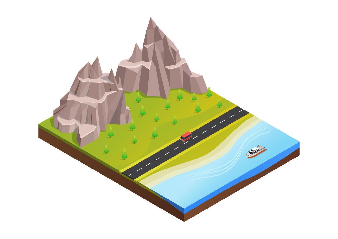 isometric rock mountain vector