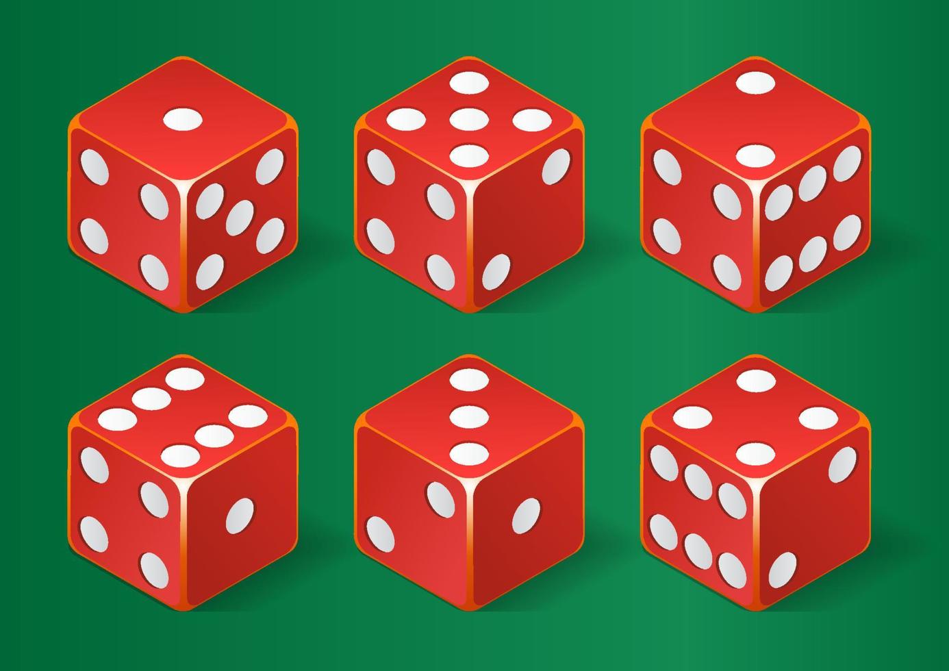 Isometric vector set of red dice