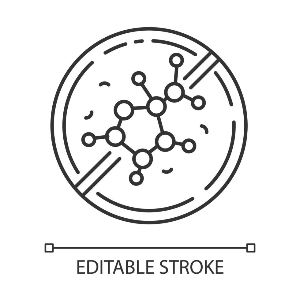 icono lineal libre de lectina. no tóxico, no químico. ingrediente libre del producto. alimentación saludable, dietética. ilustración de línea delgada. símbolo de contorno dibujo de contorno aislado vectorial. trazo editable vector