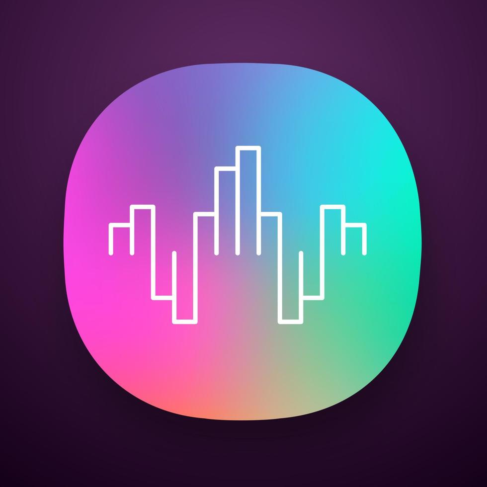 Geometric music wave app icon. Abstract soundwave. Music rhythm, dj equalizer waveform. Digital sound, audio frequency. UI UX user interface. Web or mobile application. Vector isolated illustration