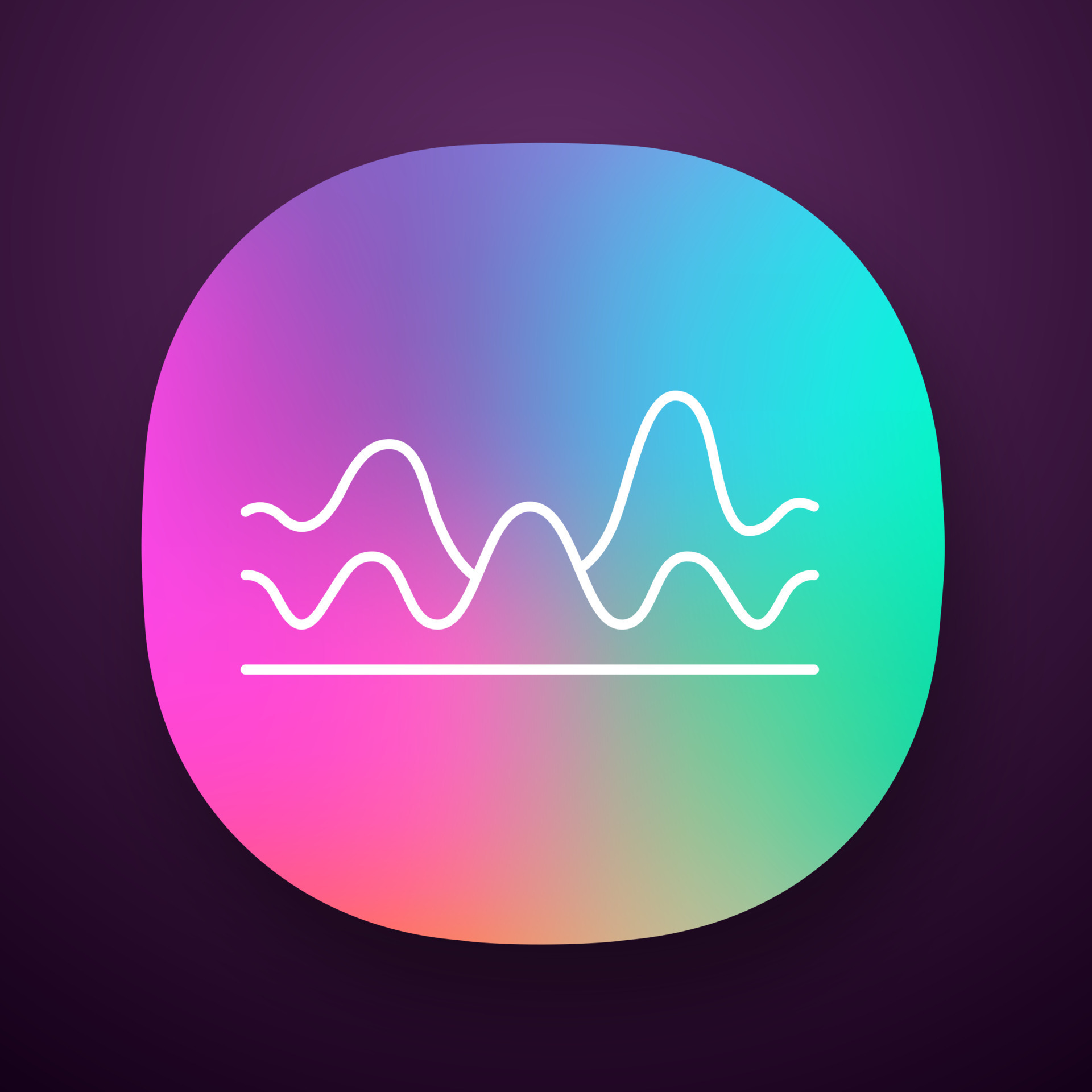 Overlapping waves app icon. Sound wave with flowing, fluid effect. Digital soundwave, audio