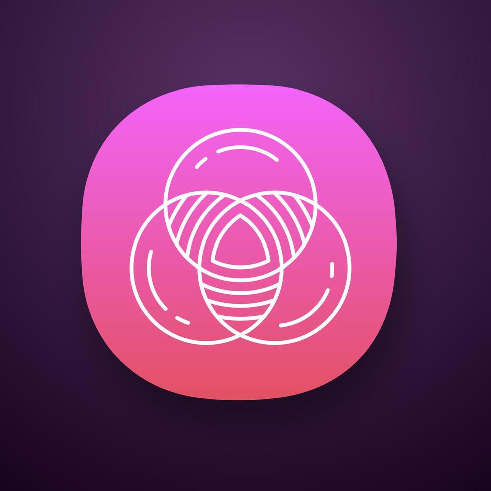 Venn diagram app icon. Primary diagram. Three overlapping closed circles.  Symbolic representation of relations. UI UX user interface. Web or mobile  application. Vector isolated illustration 7962211 Vector Art at Vecteezy