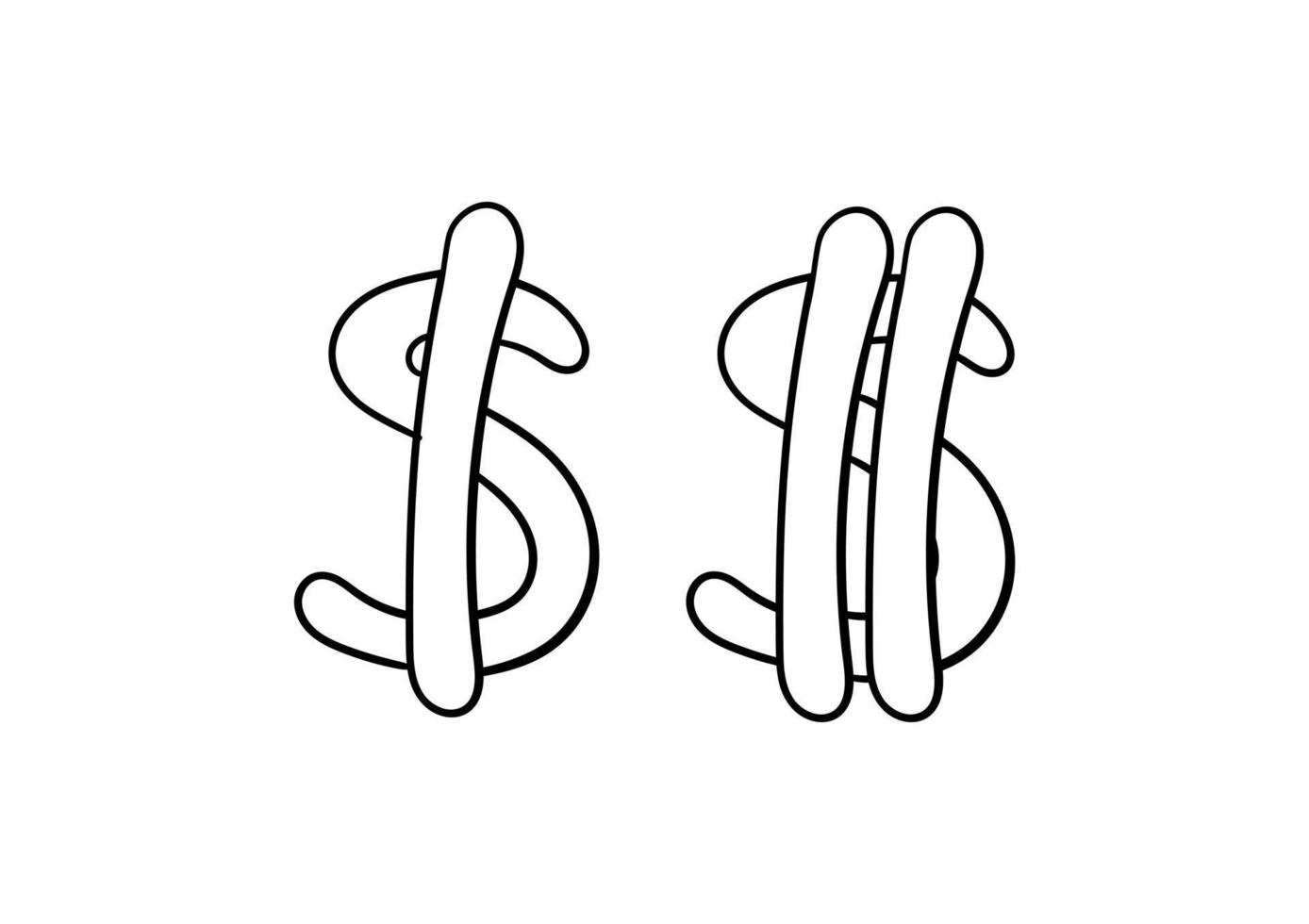 ilustración de un signo de dólar en dos estilos diferentes vector