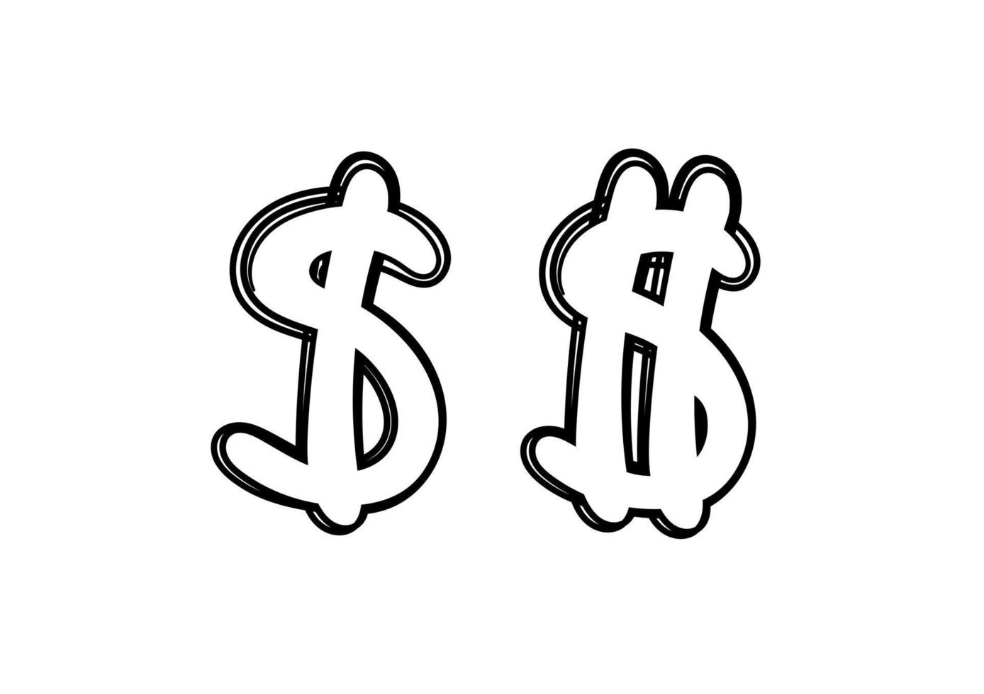 dollar sign illustration in one line art style vector