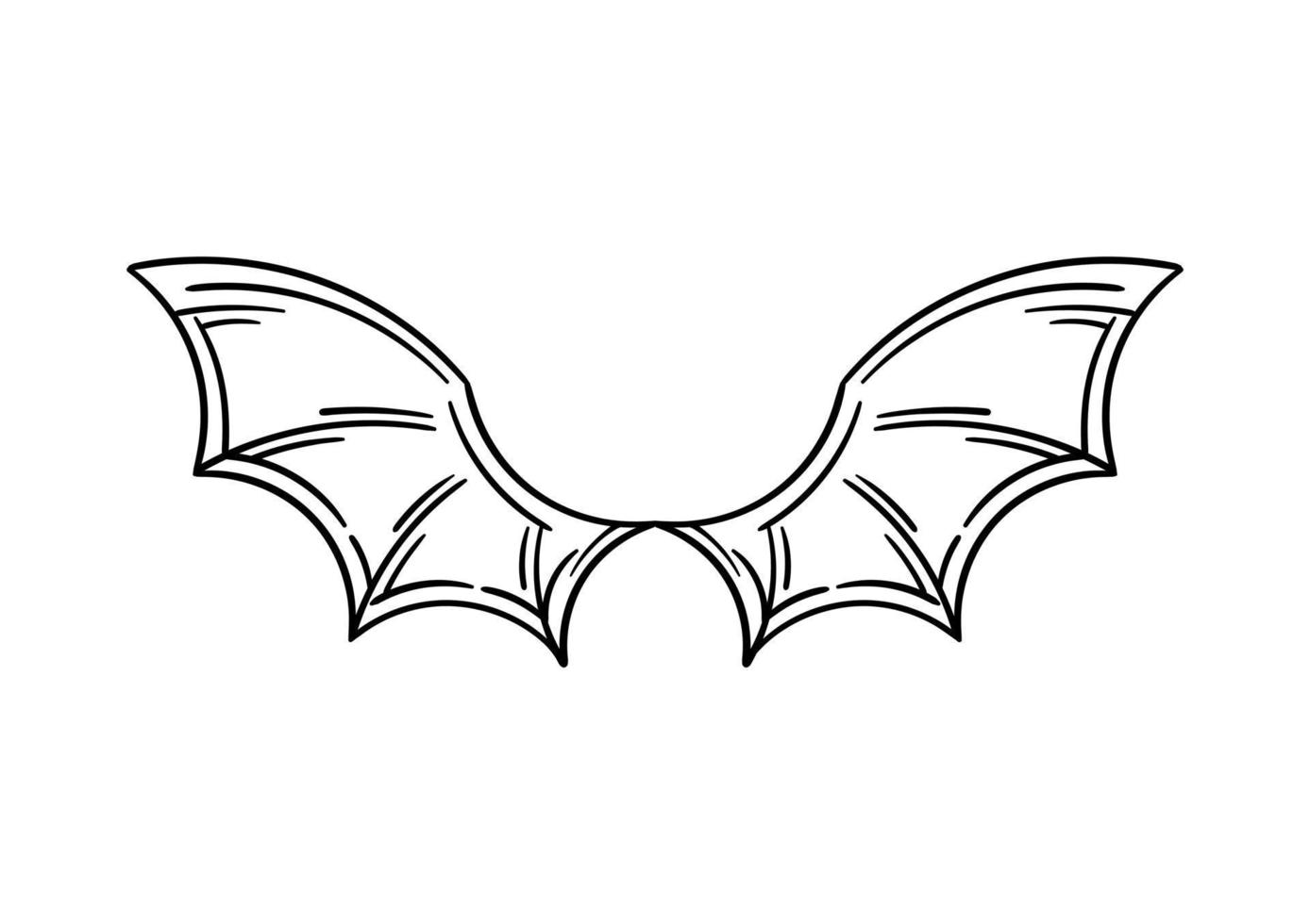 hand drawn illustration of bat wings vector