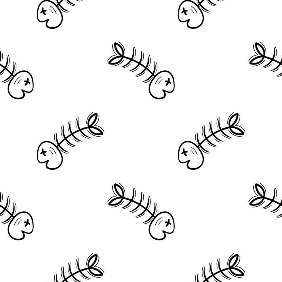 fishbone hand drawn seamless pattern 2 vector