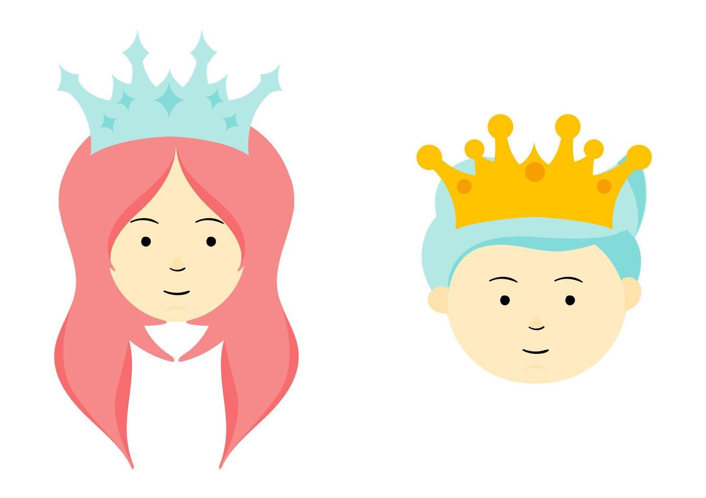 illustration of princess and prince wearing crowns vector