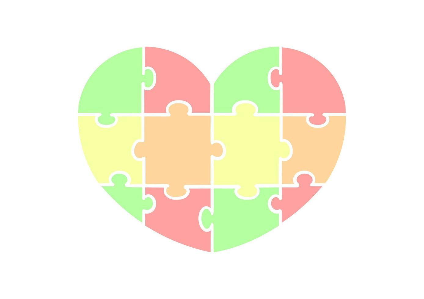 colorful heart shaped puzzle vector