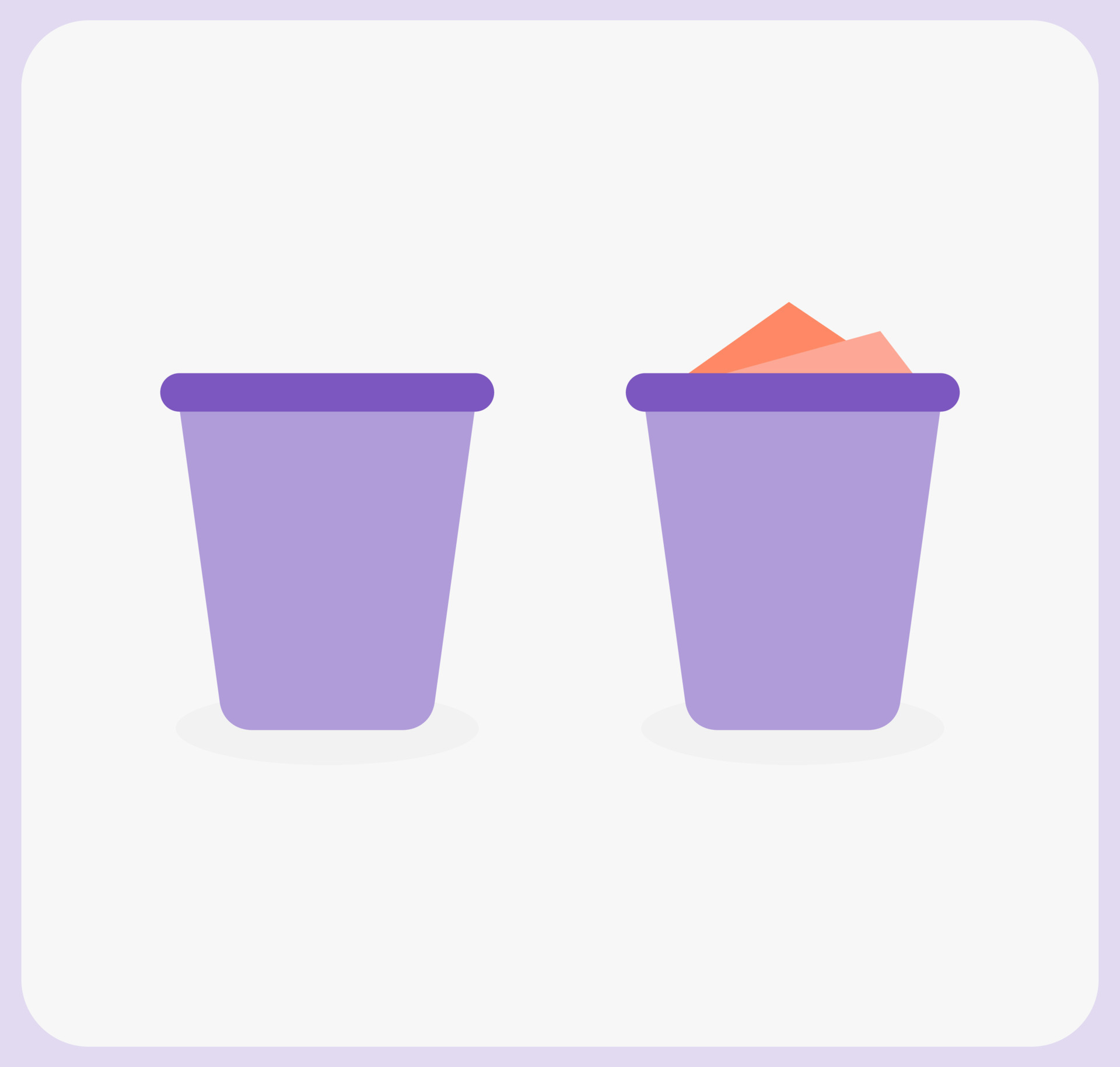 trash icon, full and empty. Trash UI vector illustration for app and