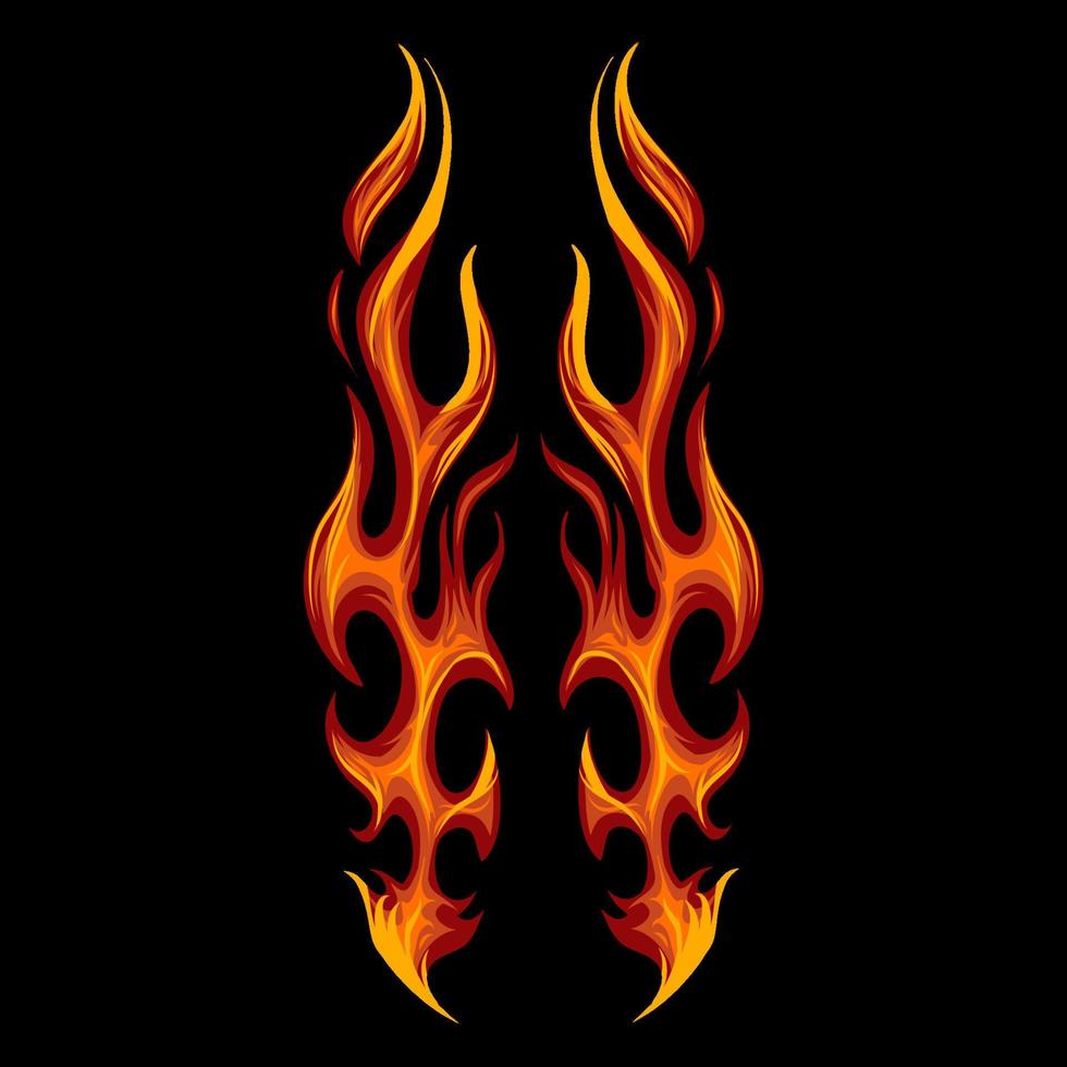 Flames element vector illustration for frame, border, layout. Vector eps 10. Fire elements and ornaments. Rock style design.