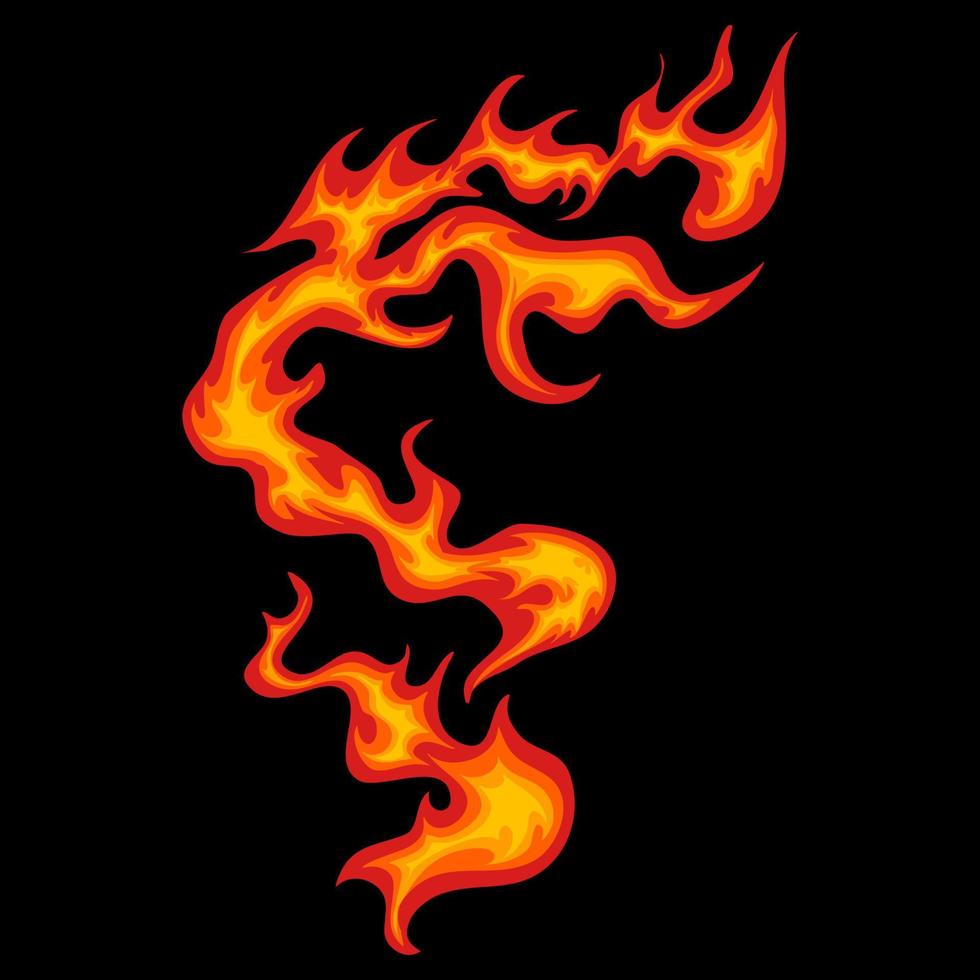 ilustración de vector de elemento de llamas para marco, borde, diseño. vector eps 10. elementos de fuego y adornos. diseño de estilo rockero.
