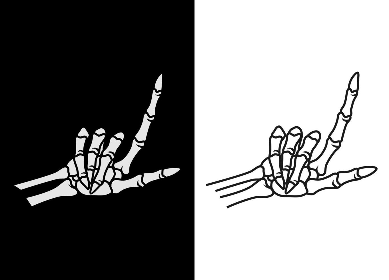 mano en blanco y negro de la ilustración de vector de arte de línea de cráneo humano. elemento de rock para diseño de ropa, afiche, mercadería, banda. pasos vectoriales 10