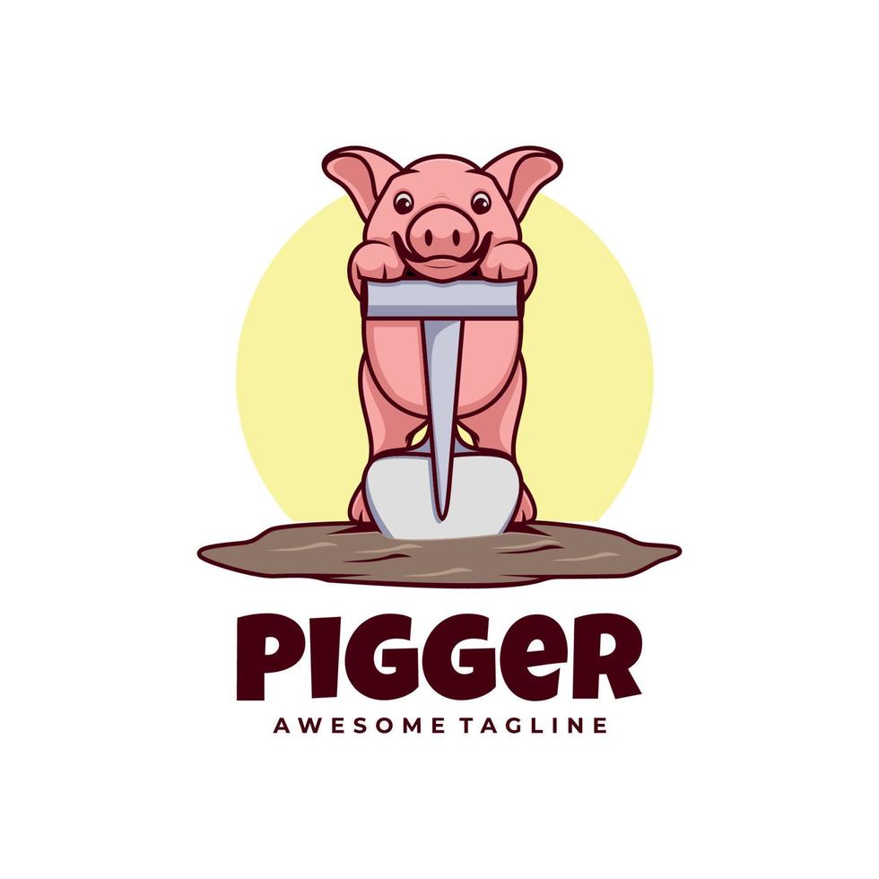 ilustración del logotipo vectorial estilo de dibujos animados de la mascota del cerdo. vector
