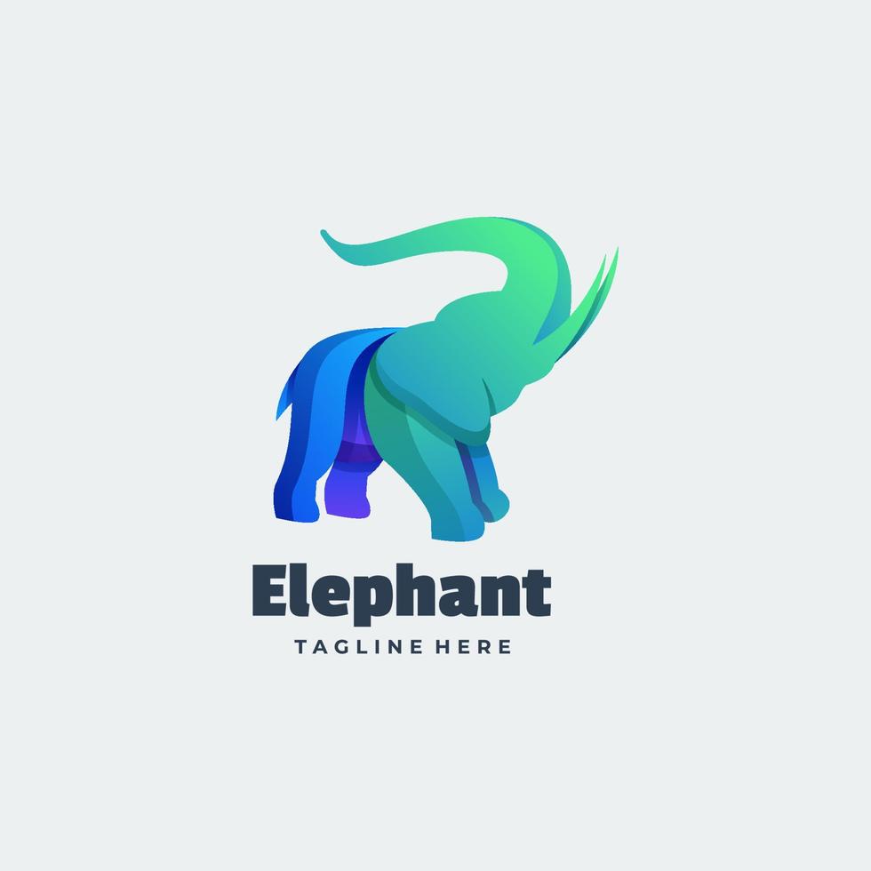 ilustración del logotipo vectorial estilo colorido degradado de elefante. vector