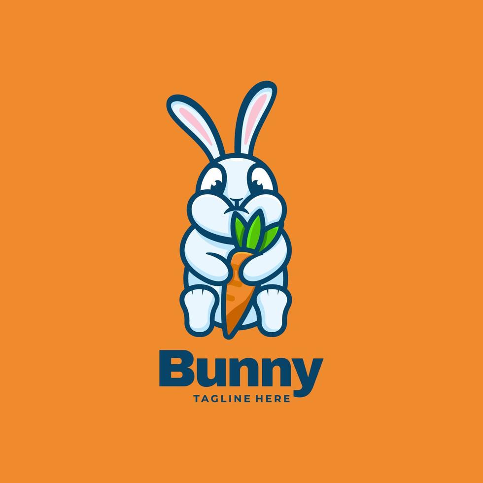 Vector Logo Illustration Rabbit Simple Mascot Style.