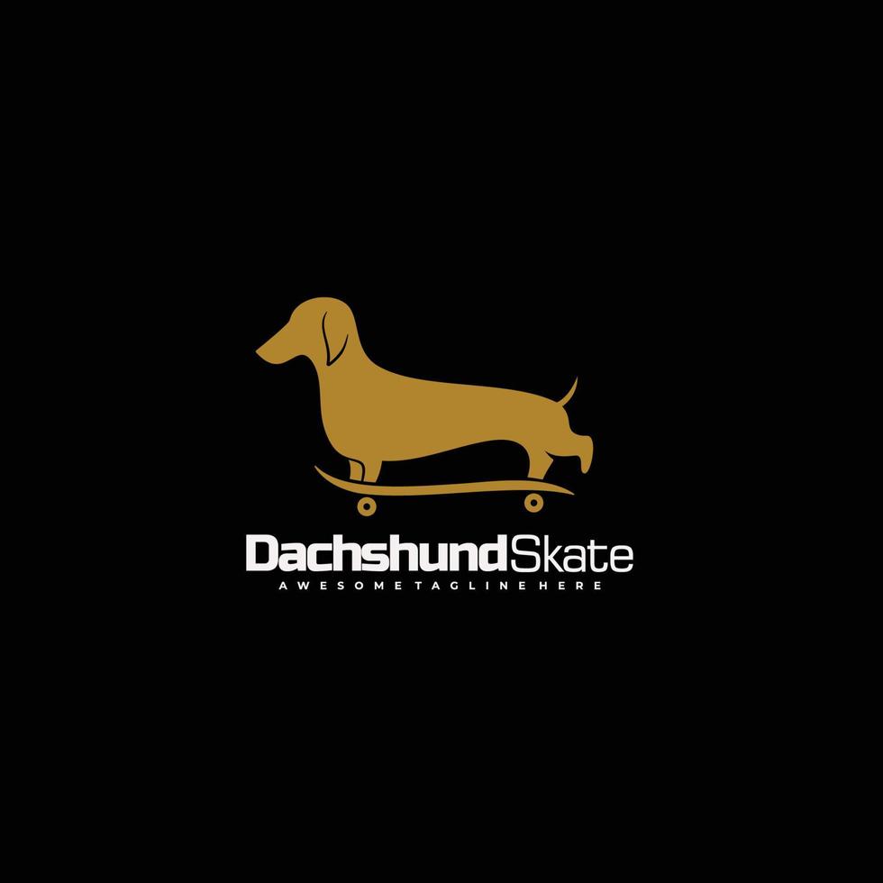 vector logo ilustración dachshund color dorado estilo de lujo.