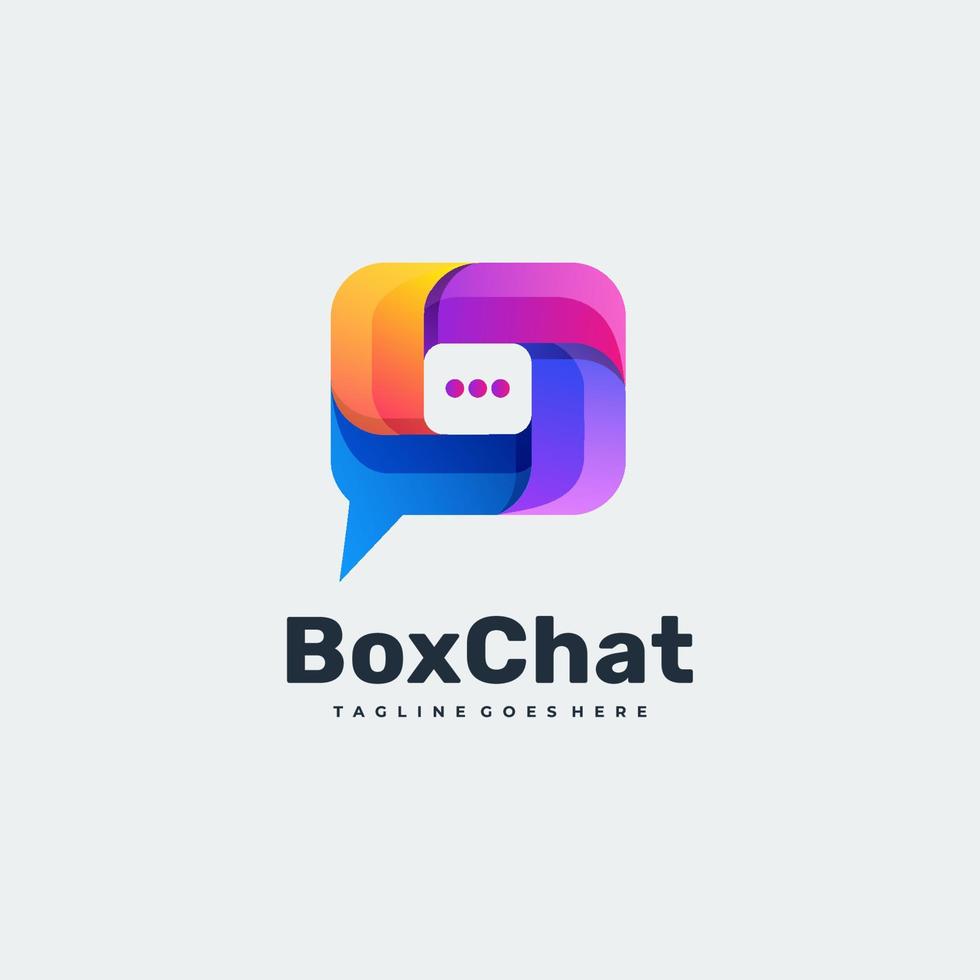 Vector Logo Illustration Box Chat Gradient Colorful Style.