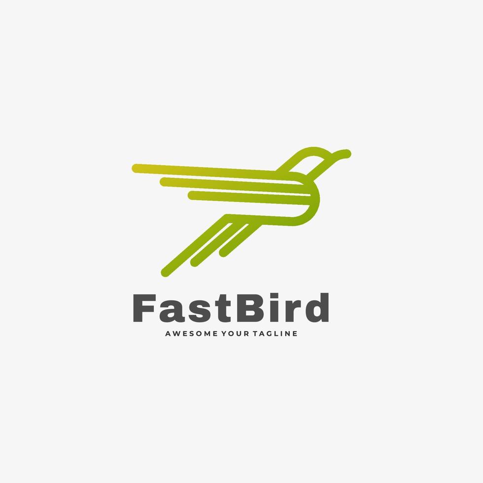 Vector Logo Illustration fast Bird Gradient Colorful Style.